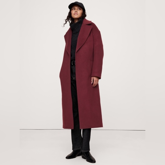 NWT! Banana Republic Red Cherry Jam Oversize Wool-Cashmere Wrap Coat - 🔹 - Picture 1 of 10